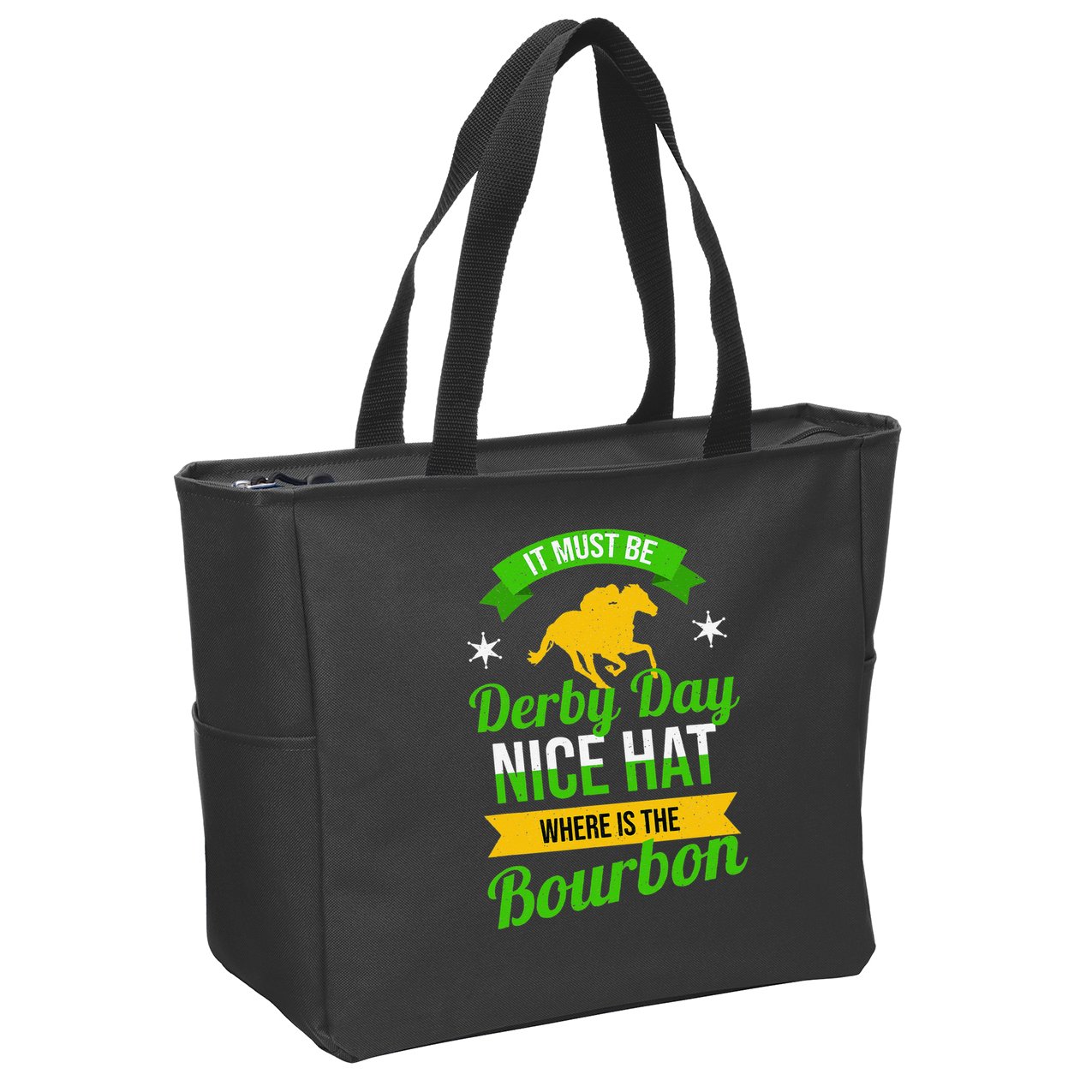 Horse Racing It Must Be Derby Day Zip Tote Bag