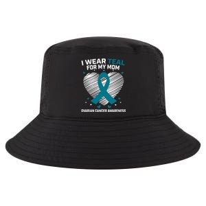 Heart Ribbon I Wear Teal For My Mom Ovarian Cancer Awareness Cool Gift Cool Comfort Performance Bucket Hat