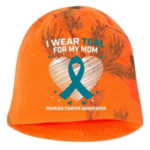 Heart Ribbon I Wear Teal For My Mom Ovarian Cancer Awareness Cool Gift Kati - Camo Knit Beanie