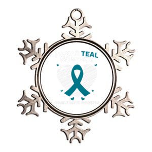 Heart Ribbon I Wear Teal For My Mom Ovarian Cancer Awareness Cool Gift Metallic Star Ornament