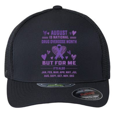 Heart Ribbon June Is National Drug Overdose Awareness Flexfit Unipanel Trucker Cap