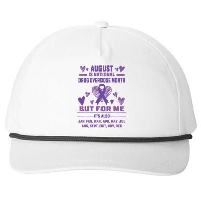 Heart Ribbon June Is National Drug Overdose Awareness Snapback Five-Panel Rope Hat