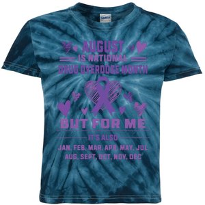 Heart Ribbon June Is National Drug Overdose Awareness Kids Tie-Dye T-Shirt