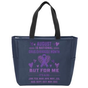 Heart Ribbon June Is National Drug Overdose Awareness Zip Tote Bag