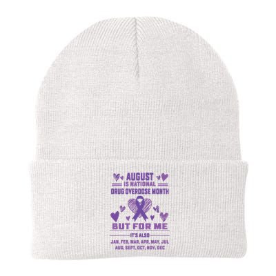 Heart Ribbon June Is National Drug Overdose Awareness Knit Cap Winter Beanie