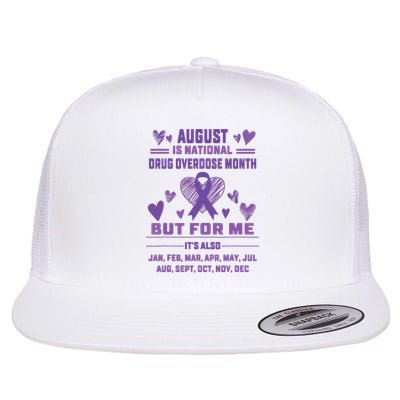 Heart Ribbon June Is National Drug Overdose Awareness Flat Bill Trucker Hat