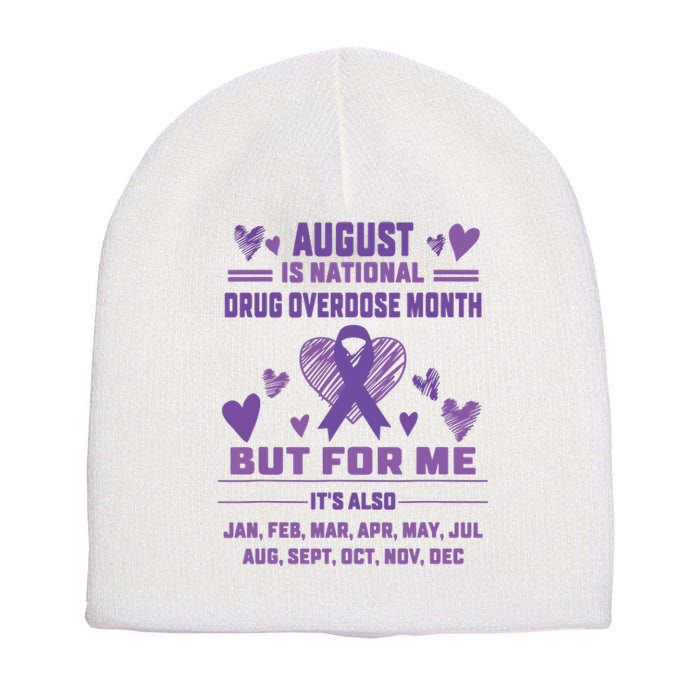 Heart Ribbon June Is National Drug Overdose Awareness Short Acrylic Beanie