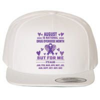 Heart Ribbon June Is National Drug Overdose Awareness Wool Snapback Cap