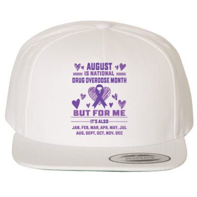 Heart Ribbon June Is National Drug Overdose Awareness Wool Snapback Cap