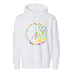 Human Rights Kindness Peace Equality Inclusion Diversity Garment-Dyed Fleece Hoodie