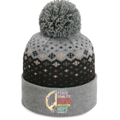 Human Rights Kindness Peace Equality Inclusion Diversity The Baniff Cuffed Pom Beanie