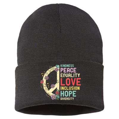 Human Rights Kindness Peace Equality Inclusion Diversity Sustainable Knit Beanie