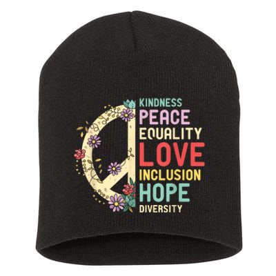 Human Rights Kindness Peace Equality Inclusion Diversity Short Acrylic Beanie