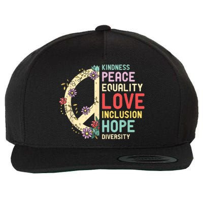 Human Rights Kindness Peace Equality Inclusion Diversity Wool Snapback Cap