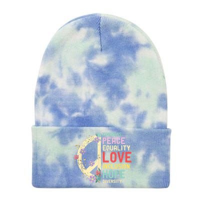 Human Rights Kindness Peace Equality Inclusion Diversity Tie Dye 12in Knit Beanie