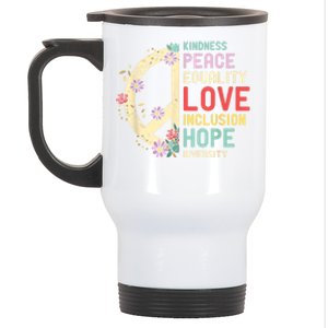 Human Rights Kindness Peace Equality Inclusion Diversity Stainless Steel Travel Mug