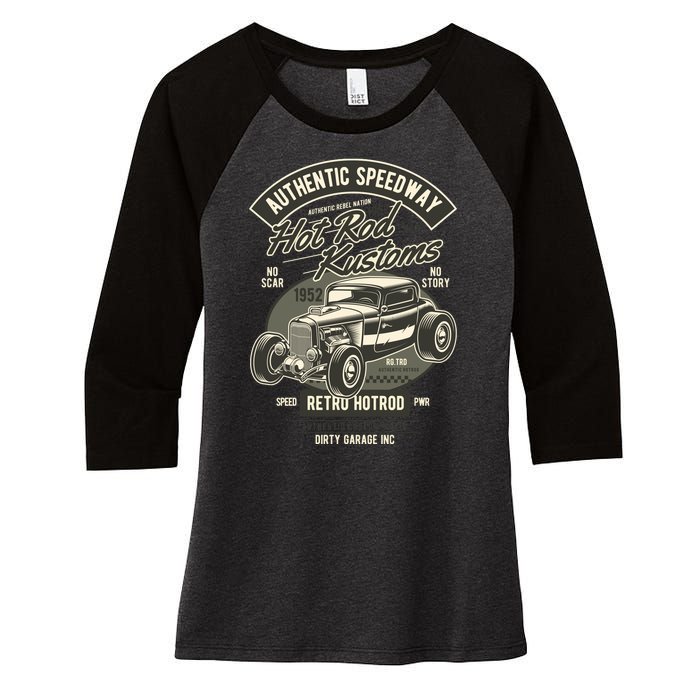 Hot Rod Kustoms Speedway Women's Tri-Blend 3/4-Sleeve Raglan Shirt