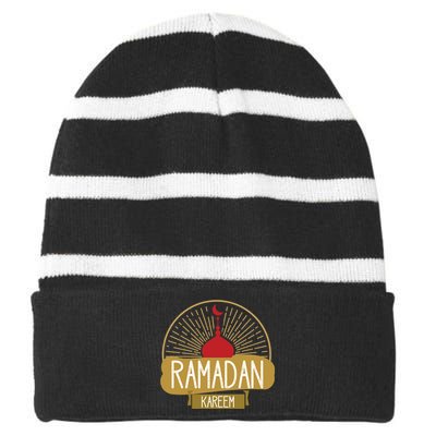 Happy Ramadan Kareem Gift Ramadan Mubarak Striped Beanie with Solid Band