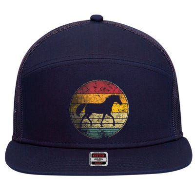 Horse Riding Love Equestrian Girl Vintage Distressed Retro 7 Panel Mesh Trucker Snapback Hat