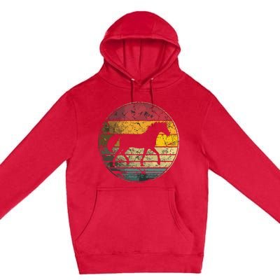 Horse Riding Love Equestrian Vintage Distressed Retro Premium Pullover Hoodie