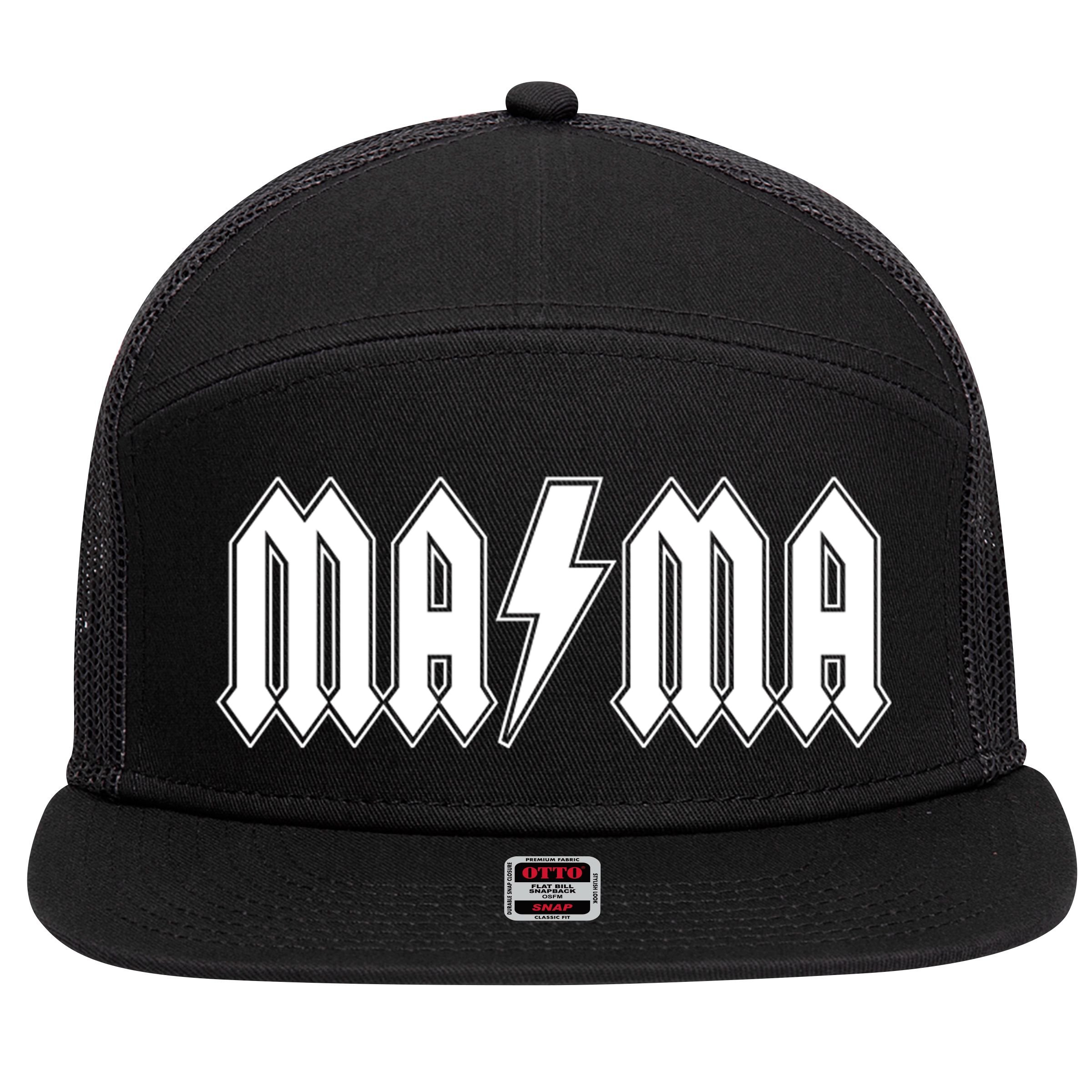 Hard Rock Mama Lightning Bolt 7 Panel Mesh Trucker Snapback Hat