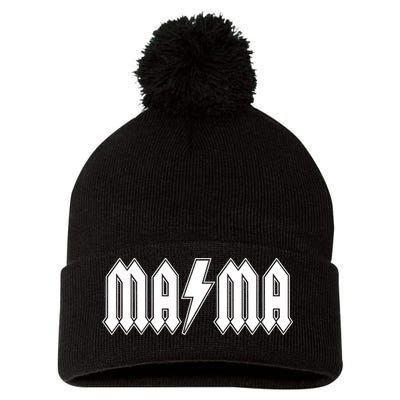 Hard Rock Mama Lightning Bolt Pom Pom 12in Knit Beanie