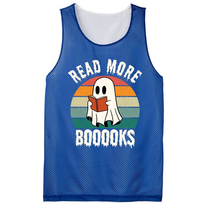 Halloween Read More Books Cute Ghost Boo Funny Retro Vintage Gift Mesh Reversible Basketball Jersey Tank