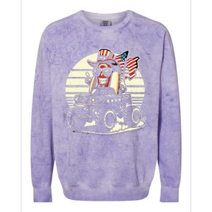 Hotdog Riding Monster Truck 4th Of July Usa Flag Colorblast Crewneck Sweatshirt