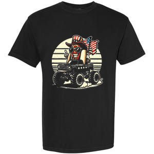 Hotdog Riding Monster Truck 4th Of July Usa Flag Garment-Dyed Heavyweight T-Shirt