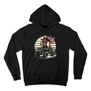 Hotdog Riding Monster Truck 4th Of July Usa Flag Hoodie