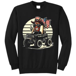 Hotdog Riding Monster Truck 4th Of July Usa Flag Sweatshirt