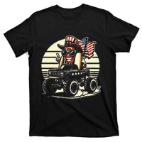 Hotdog Riding Monster Truck 4th Of July Usa Flag T-Shirt