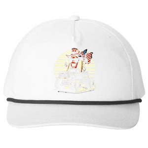 Hotdog Riding Monster Truck 4th Of July Usa Flag Snapback Five-Panel Rope Hat