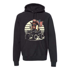 Hotdog Riding Monster Truck 4th Of July Usa Flag Premium Hoodie