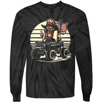 Hotdog Riding Monster Truck 4th Of July Usa Flag Tie-Dye Long Sleeve Shirt