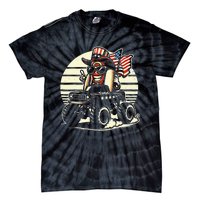 Hotdog Riding Monster Truck 4th Of July Usa Flag Tie-Dye T-Shirt