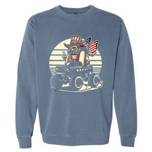 Hotdog Riding Monster Truck 4th Of July Usa Flag Garment-Dyed Sweatshirt