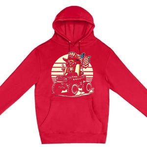 Hotdog Riding Monster Truck 4th Of July Usa Flag Premium Pullover Hoodie