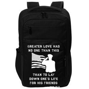 Honor Remember Memorial Military American Flag / Bible Verse Funny Gift Impact Tech Backpack