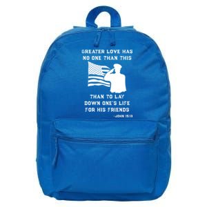 Honor Remember Memorial Military American Flag / Bible Verse Funny Gift 16 in Basic Backpack