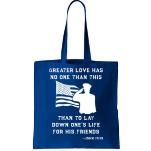 Honor Remember Memorial Military American Flag / Bible Verse Funny Gift Tote Bag