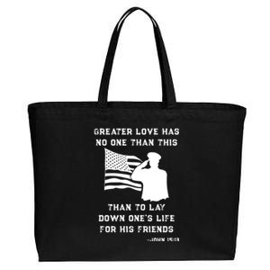 Honor Remember Memorial Military American Flag / Bible Verse Funny Gift Cotton Canvas Jumbo Tote