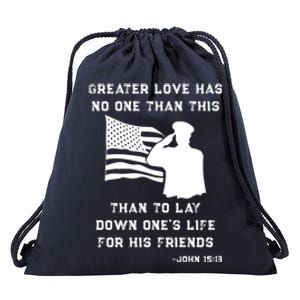 Honor Remember Memorial Military American Flag / Bible Verse Funny Gift Drawstring Bag