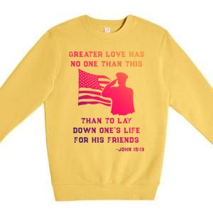 Honor Remember Memorial Military American Flag / Bible Verse Cute Gift Premium Crewneck Sweatshirt