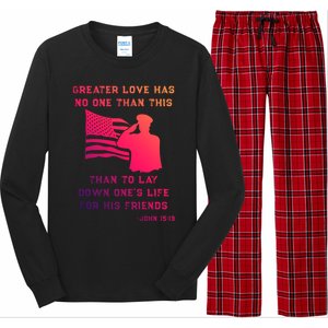 Honor Remember Memorial Military American Flag / Bible Verse Cute Gift Long Sleeve Pajama Set