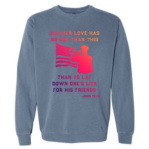 Honor Remember Memorial Military American Flag / Bible Verse Cute Gift Garment-Dyed Sweatshirt