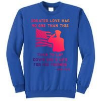 Honor Remember Memorial Military American Flag / Bible Verse Cute Gift Tall Sweatshirt