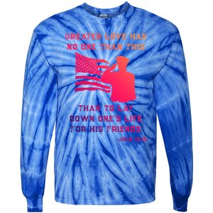 Honor Remember Memorial Military American Flag / Bible Verse Cute Gift Tie-Dye Long Sleeve Shirt