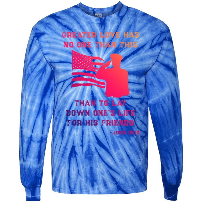 Honor Remember Memorial Military American Flag / Bible Verse Cute Gift Tie-Dye Long Sleeve Shirt