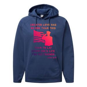 Honor Remember Memorial Military American Flag / Bible Verse Cute Gift Performance Fleece Hoodie